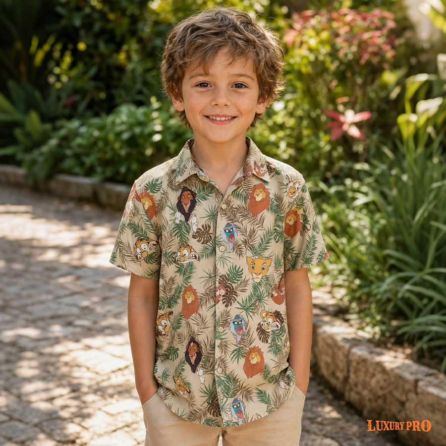 AOP SEC Children's Normal Collar Shirt with Adhesive Lining