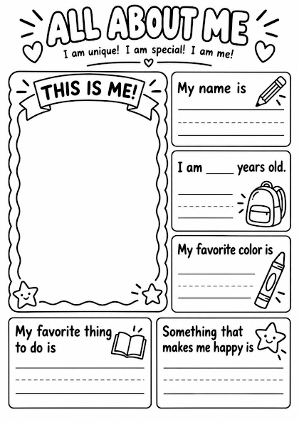All About Me Draw and Write Worksheet