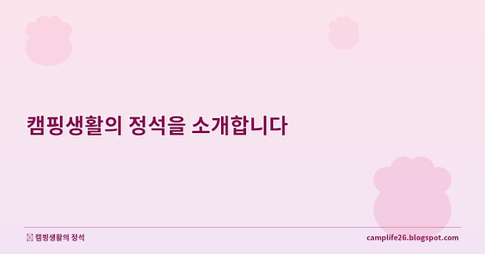 캠핑생활의 정석을 소개합니다 — 장비 선택의 시행착오를 줄여주는 블로그
