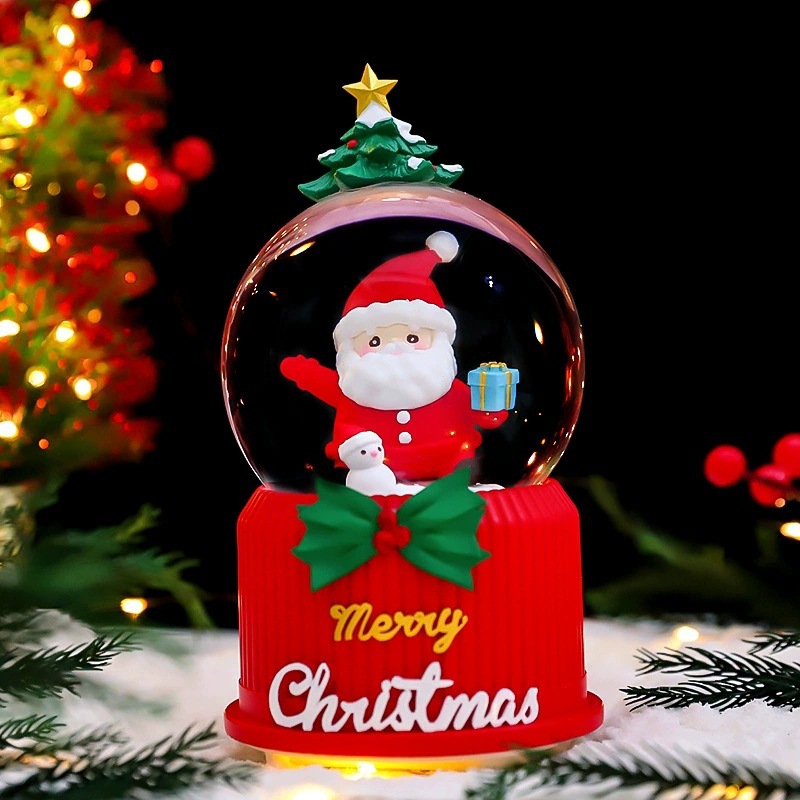 Weihnachtliche Schneekugel mit Musik und Licht