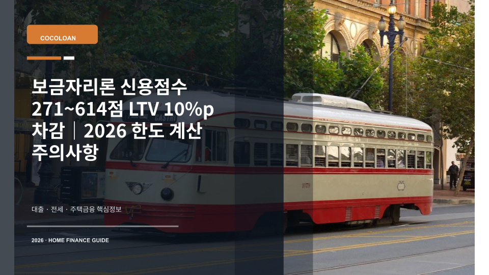 보금자리론 신용점수 구간에 따른 LTV 차감 조건을 설명하는 주택담보대출 이미지
