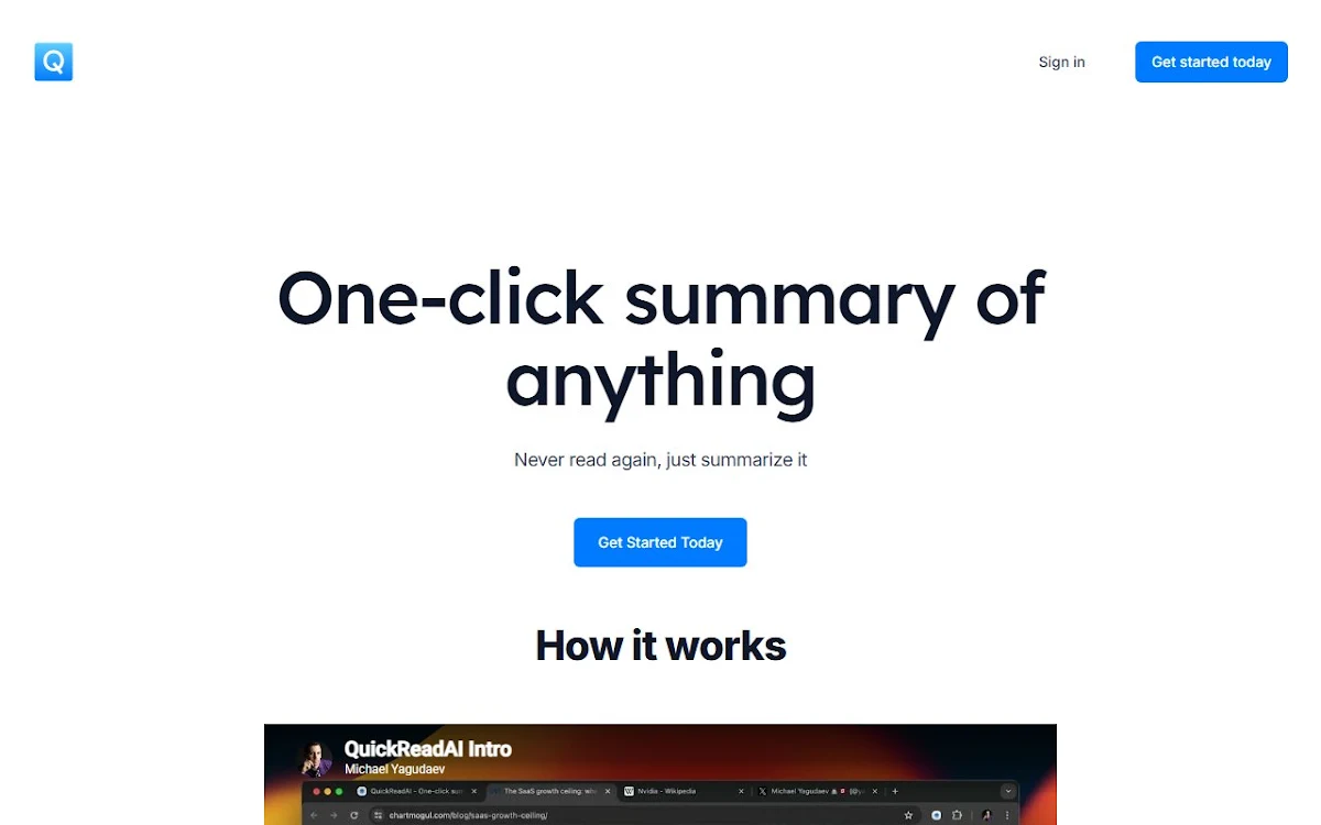 Captura de QuickRead AI