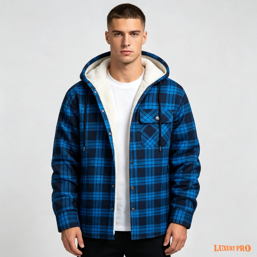 2D Men's Long-Sleeved Hooded Fleece-Lined