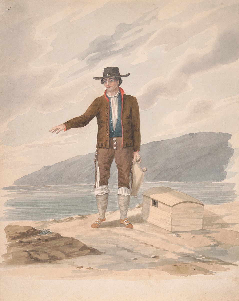 Man standing on seashore  Hierro after 1826