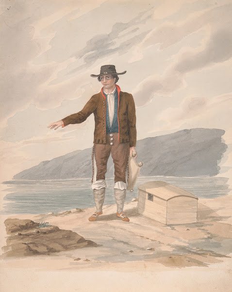 Man standing on seashore  Hierro after 1826