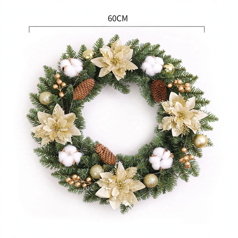 Weihnachtskranz mit Kugeln und Blumen, verschiedene Größen