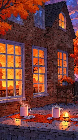 Autumn Evening Home with Coffee