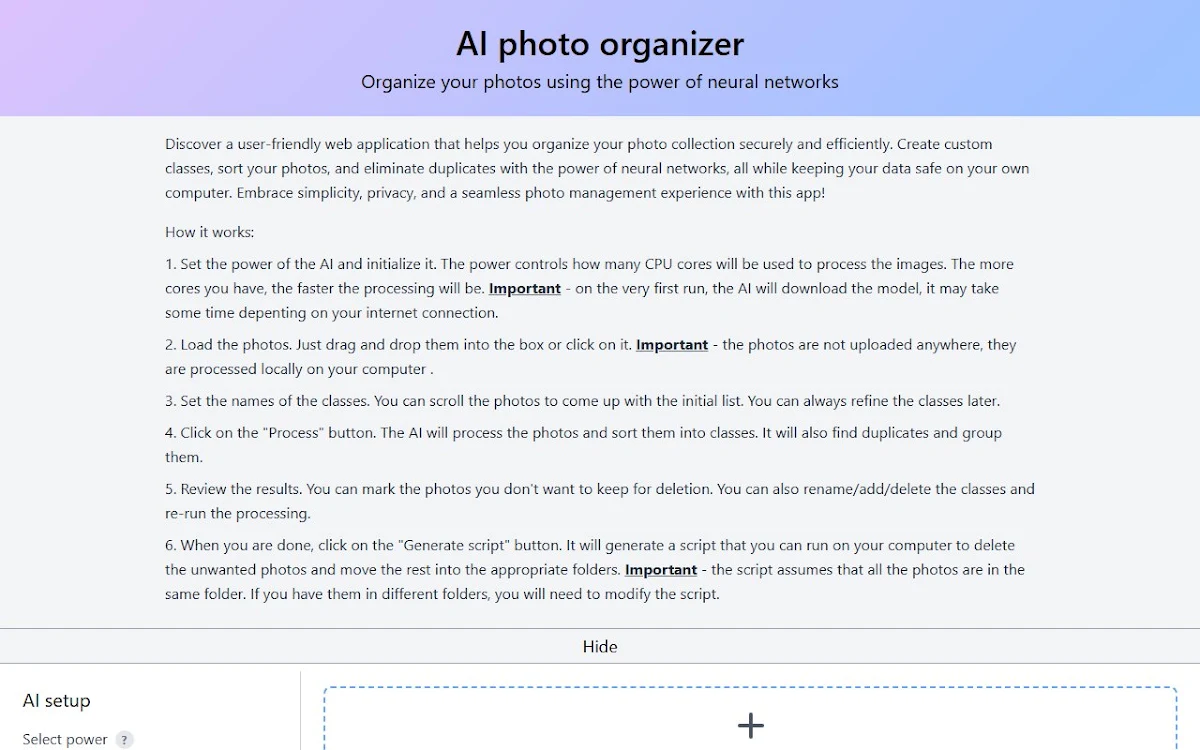 Captura de AI photo sorter