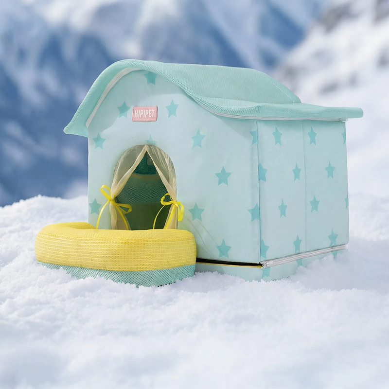 Large cooling igloo for dogs, Oxford fabric, with ice pack