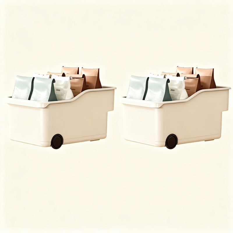 Plastic storage box with wheels