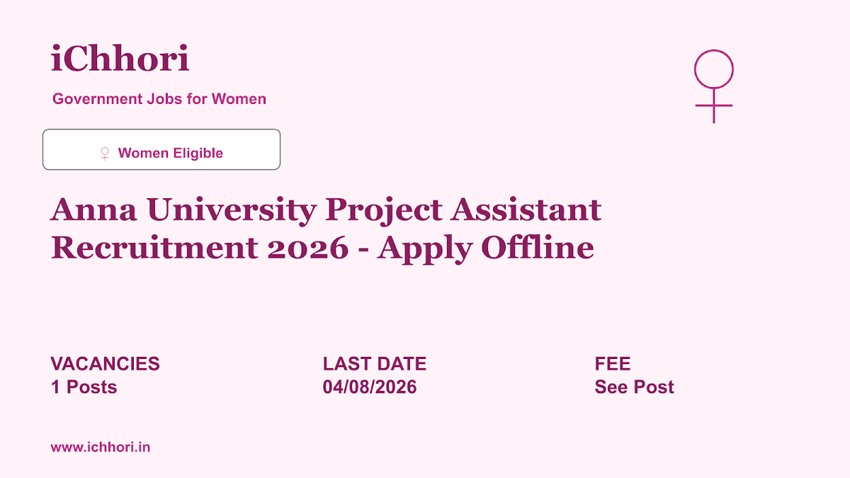 Anna University Project Assistant Recruitment 2026 - Apply Offline - iChhori