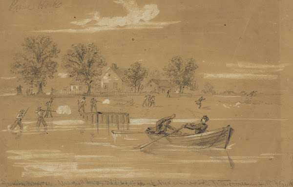 Guerilla warfare Unarmed Union soldiers fired at by farmers on the James River 1
