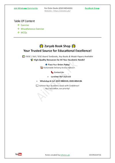 FBISE Class 9 Chapter 6 Trigonometry and Bearing