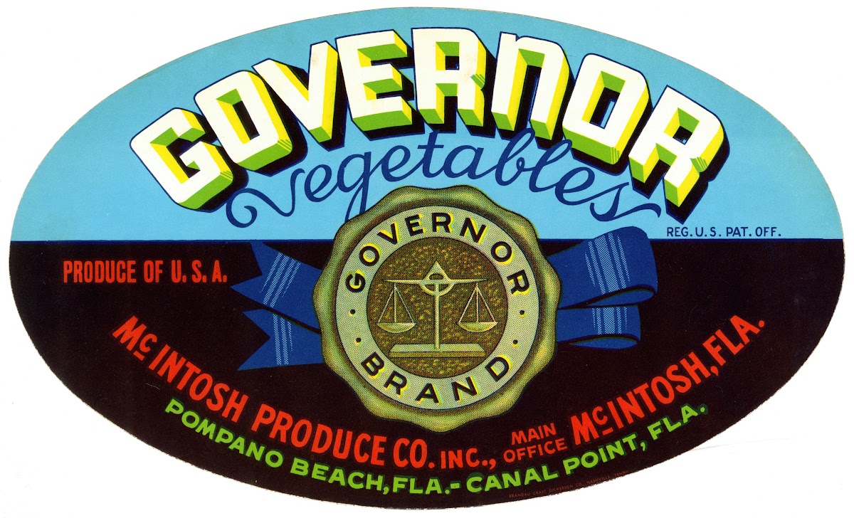 Governor Vegetables Label 1930 1950