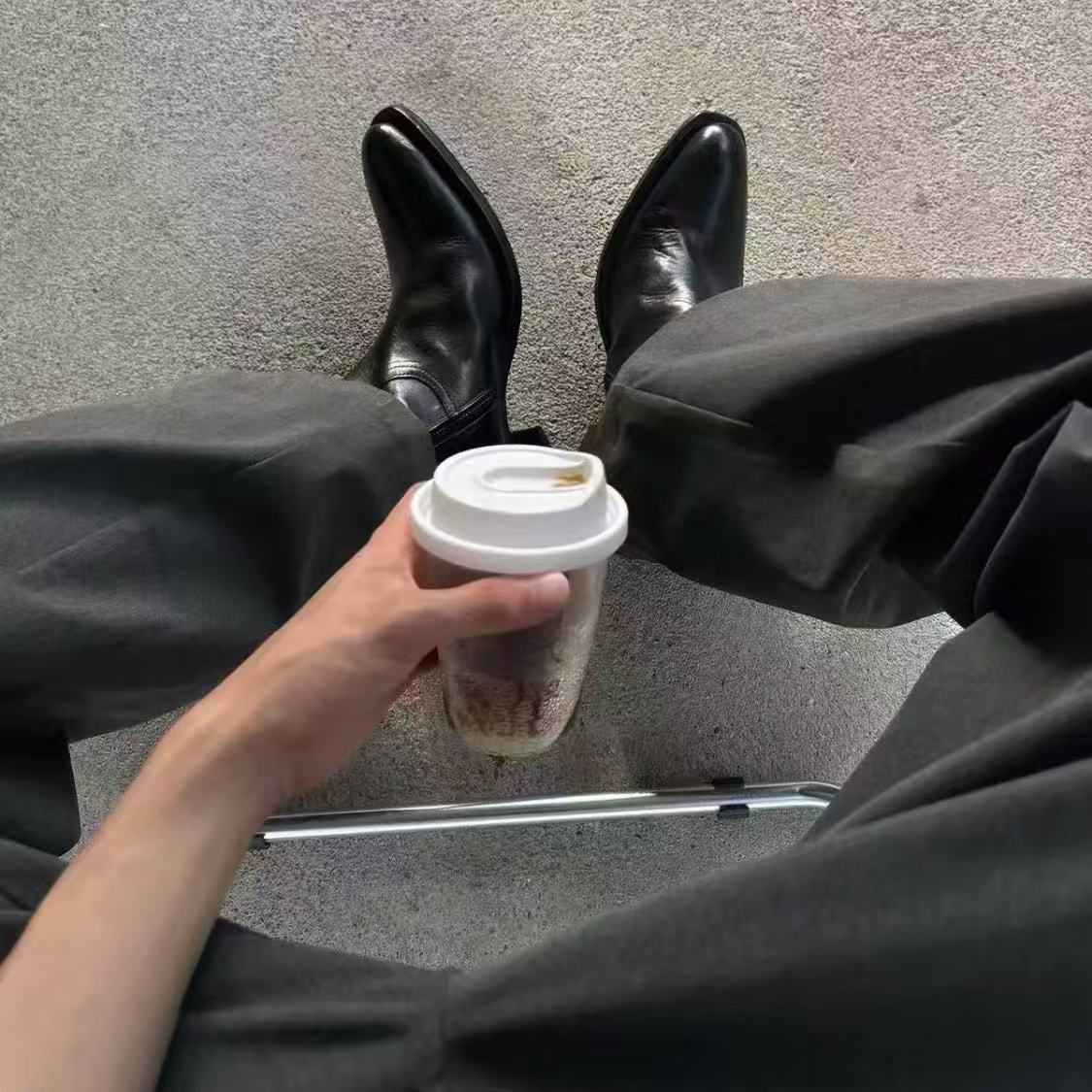 Vintage-Leder-Stiefeletten mit Blockabsatz
