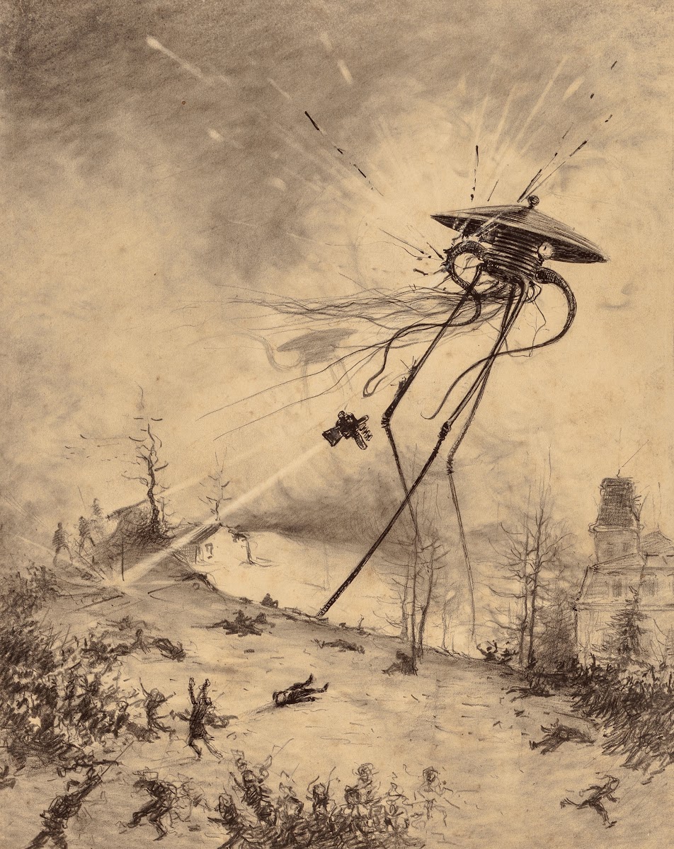 Martian Fighting Machine Hit by Shell 1906