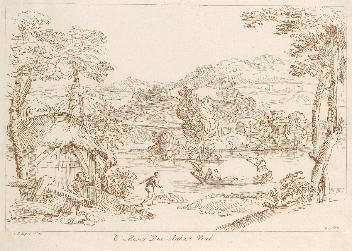 Pastoral scene with huts 1740
