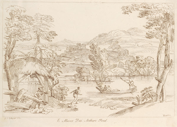 Pastoral scene with huts 1740