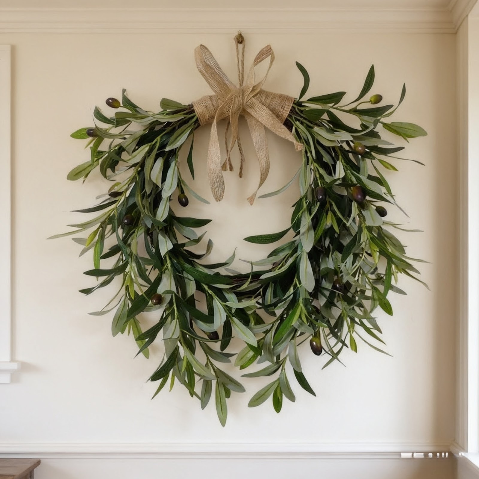 Artificial Olive Branch Wreath for Year-Round Use