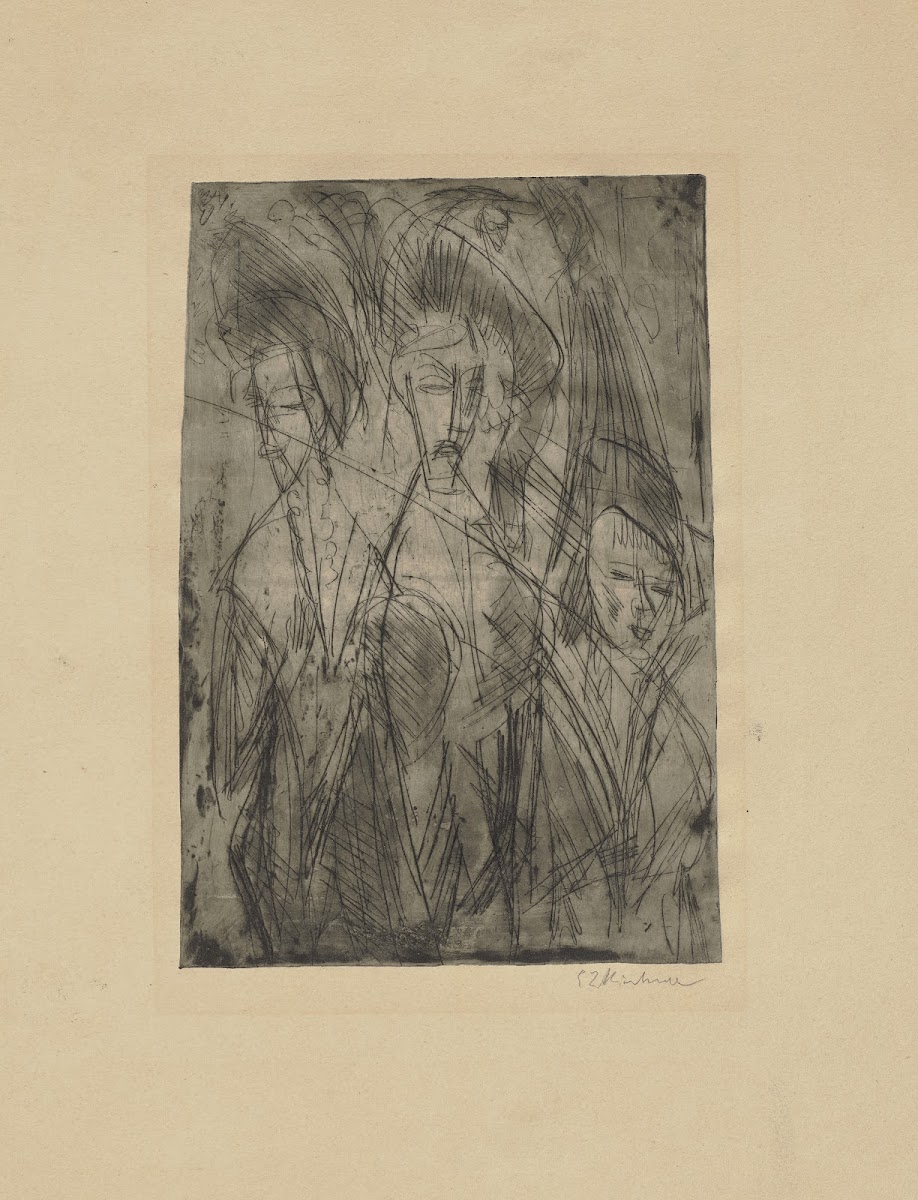 Drei Kokotten bei Nacht 1914