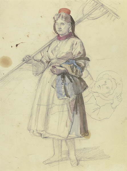 Peasant girl with rake