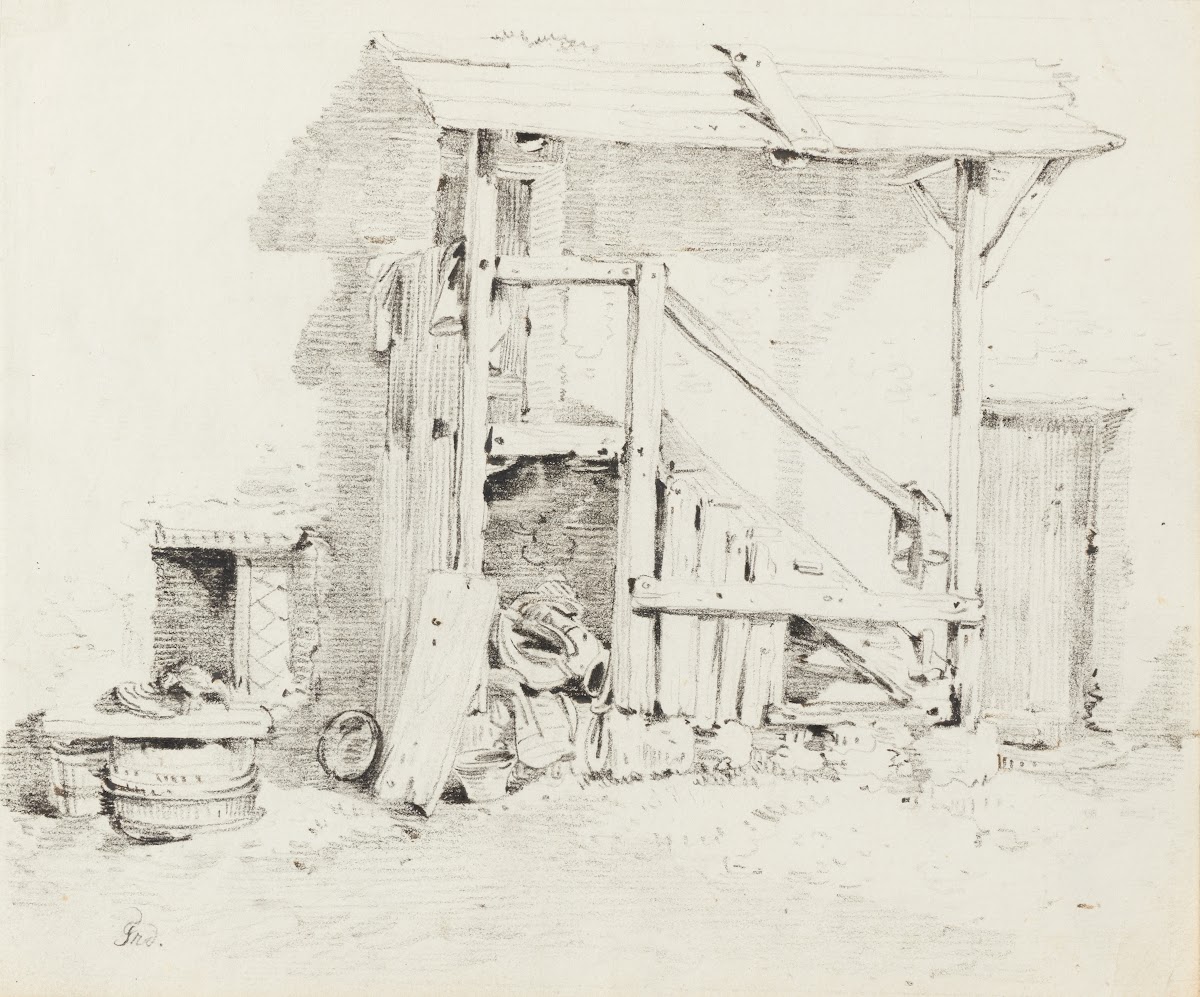 Vue dun escalier pour entrer dans une maison à la campagne 1770