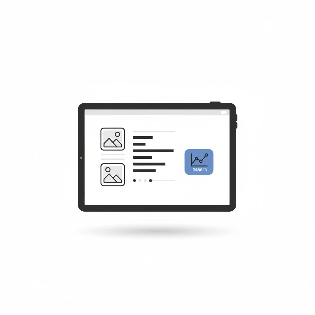 Minimalist vector tablet showing a dealer listing page with vehicle history visualization and price analysis badge next to photos in CarFax Deals colors used tundras for sale