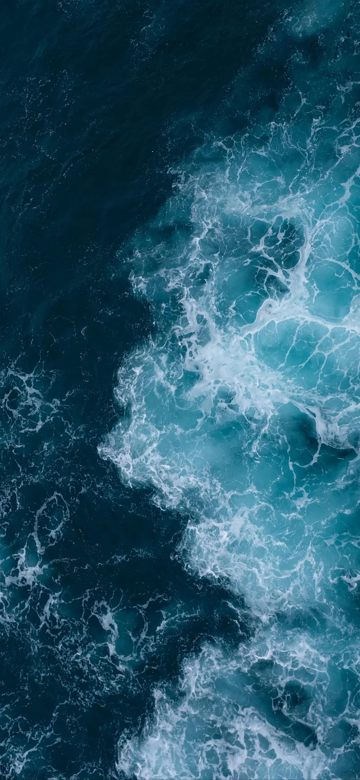 Deep Blue Crashing Ocean Waves - Aerial Nature Photography 2K iPhone Wallpaper (1846x3999)