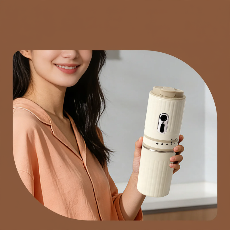 Tragbare Kaffeemühle und Brühmaschine in einem