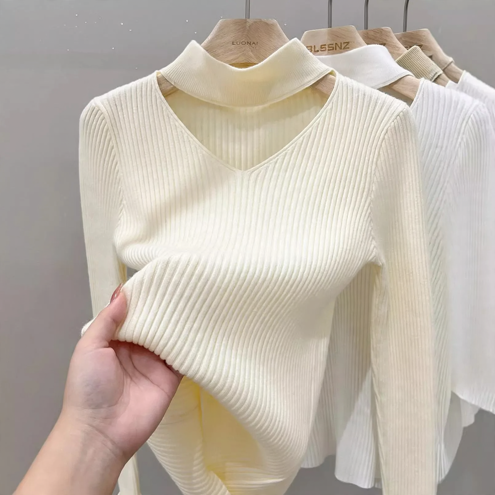 Elegant V-Neck Knitted Sweater