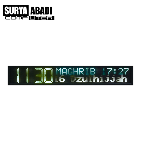 Jam Sholat RGB P10 133 x 22 cm | Tanpa Aplikasi