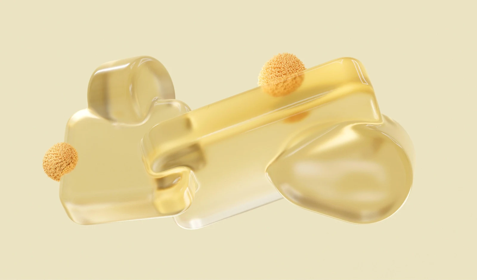Abstract Yellow Glass Shapes - 3D Render 2K Wallpaper (3680x2160)