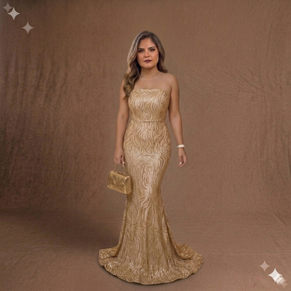 Vestido Largo Dorado