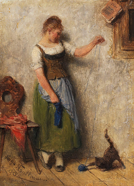 Mädchen mit Katze 1890