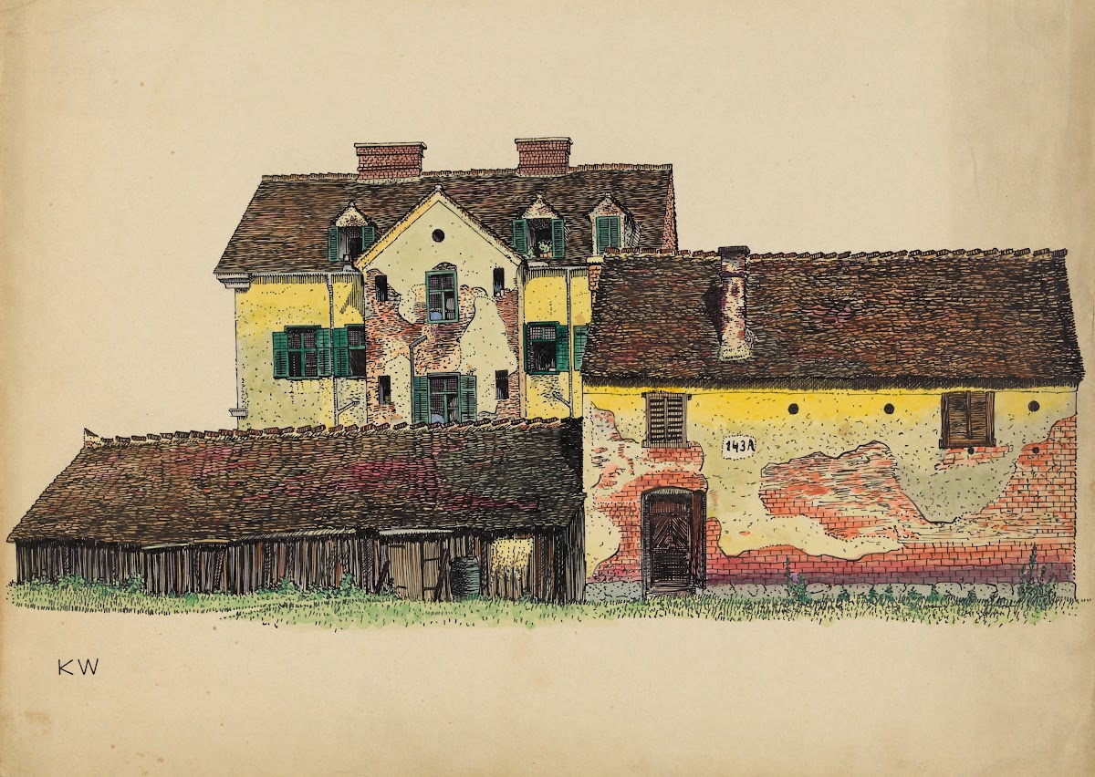 Ohne Titel Häuser mit Holzscheune around 1924