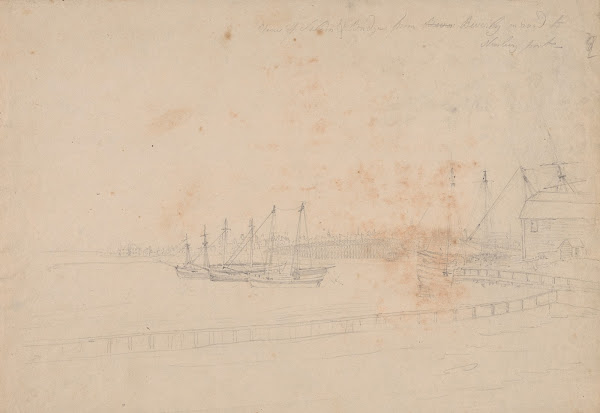 View of Salem  bridge from Beverly on road to Newbury Port 1810 1830