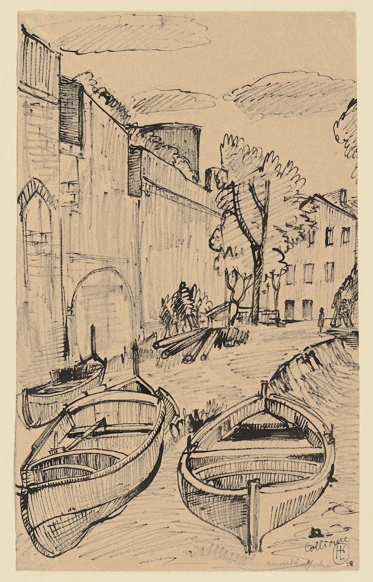 Zwei Boote im Hafen von Collioure 1928
