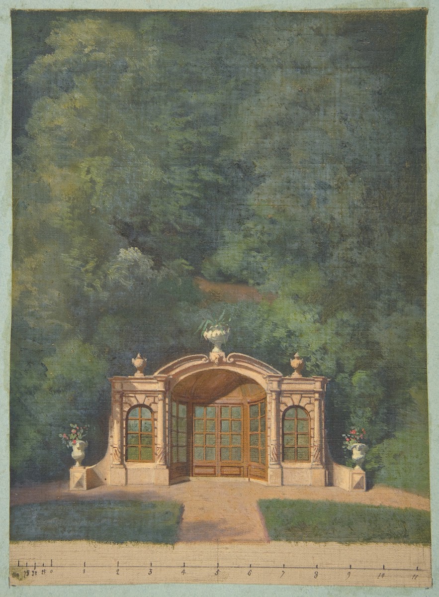 A garden pavilion in a forested landscape 183097