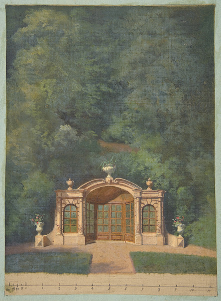 A garden pavilion in a forested landscape 183097