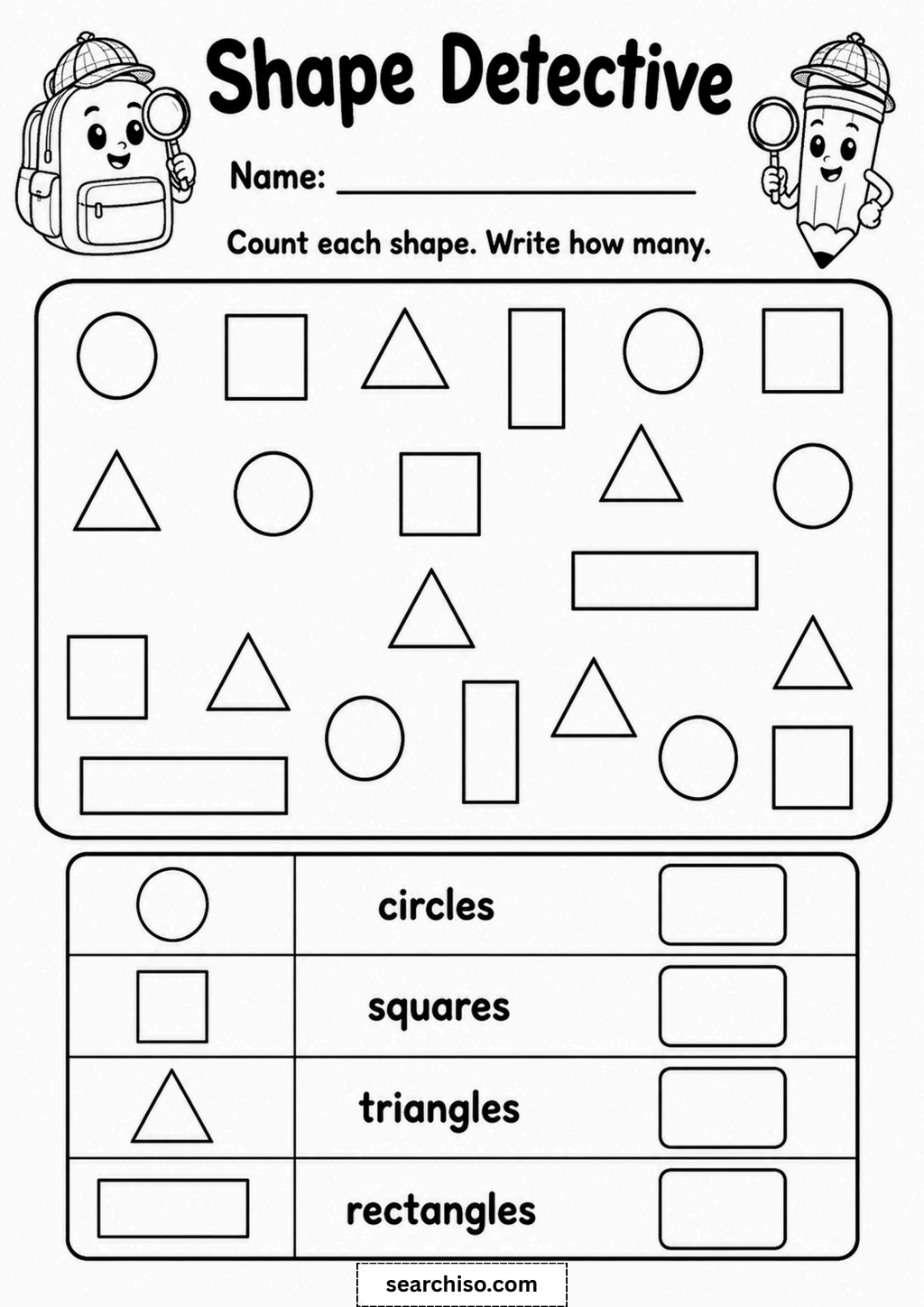 Shape Detective Counting Shapes Worksheet