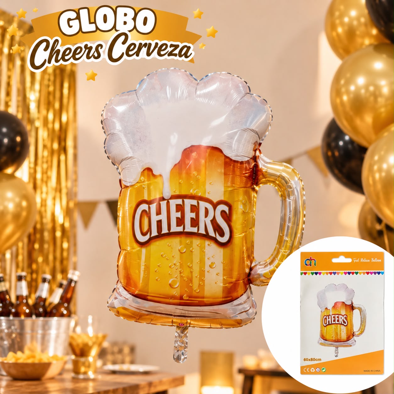 Globo metalizado Cheers chopp de cerveza