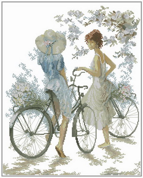 LAN33788 Girls On Bicycle