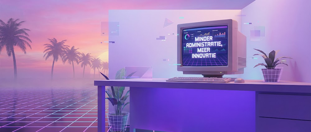 Minder administratie door slim te automatiseren in Vaporwave stijl