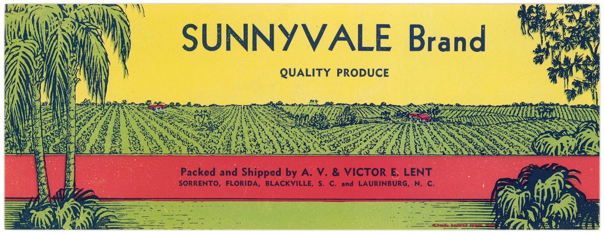Sunnyvale Brand Produce Label 1930 1950