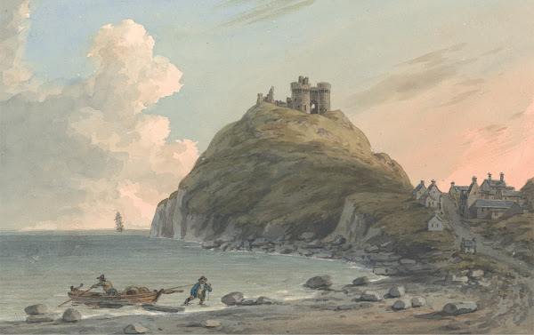 Ruins of Criccieth Castle and Part of the Town on the Bay on Cardigan East View