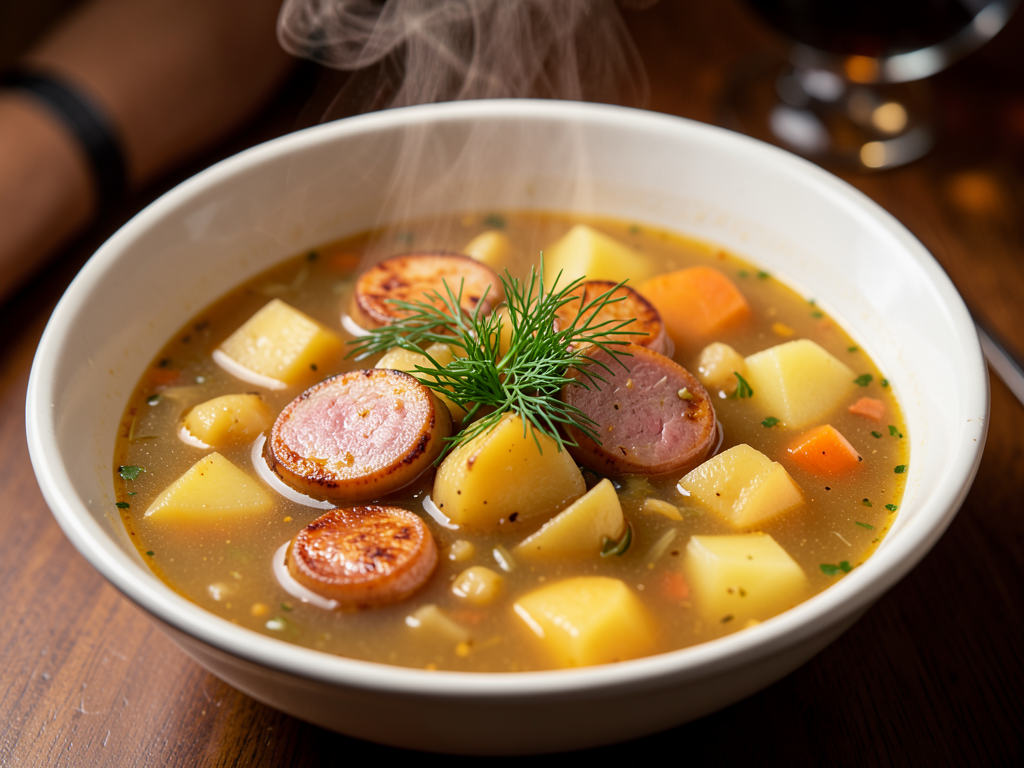 Казылыклы кайнатма (Суп с конской колбасой и томлёной репой)