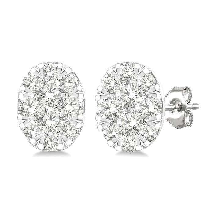 Oval Shape Lovebright Petite Diamond Stud Earrings