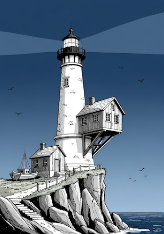Whimsical Cliffside Lighthouse
