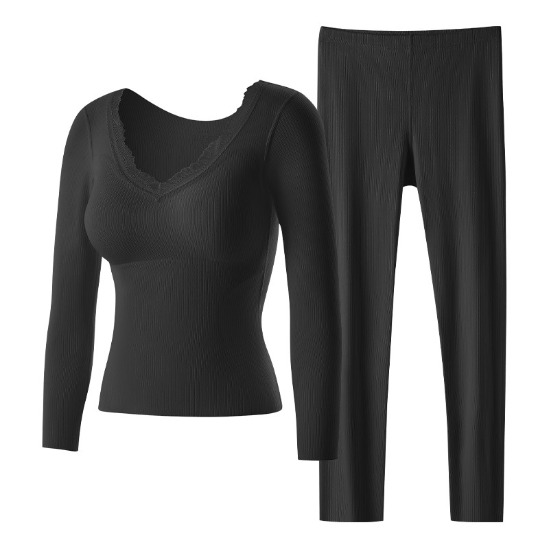 Damen-Thermo-Set, V-Ausschnitt, elastisch