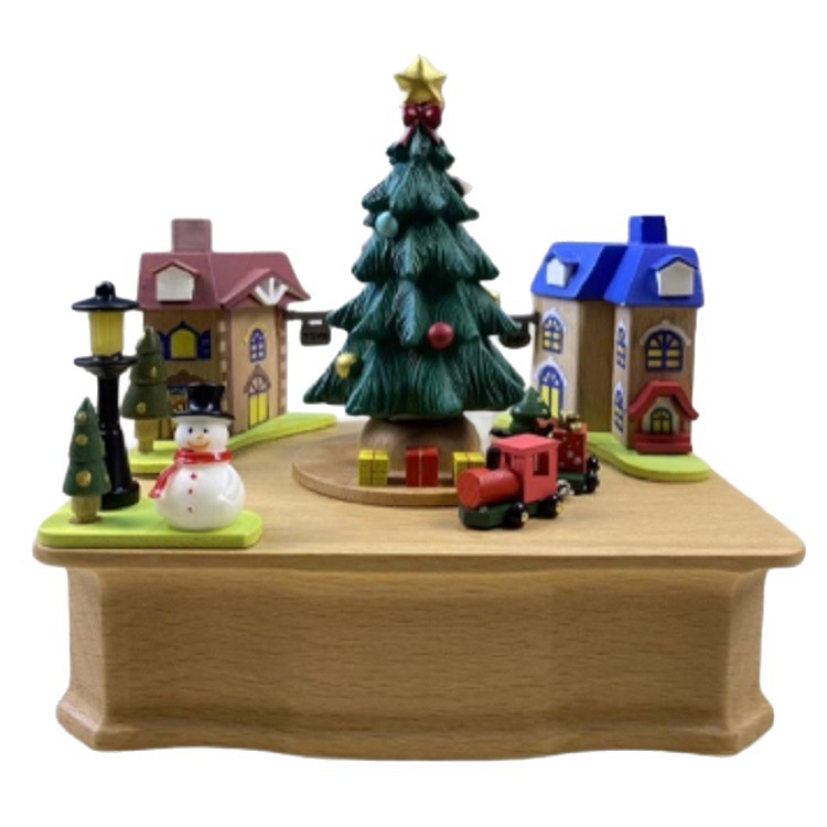 Decorative Christmas Music Box made of Wood